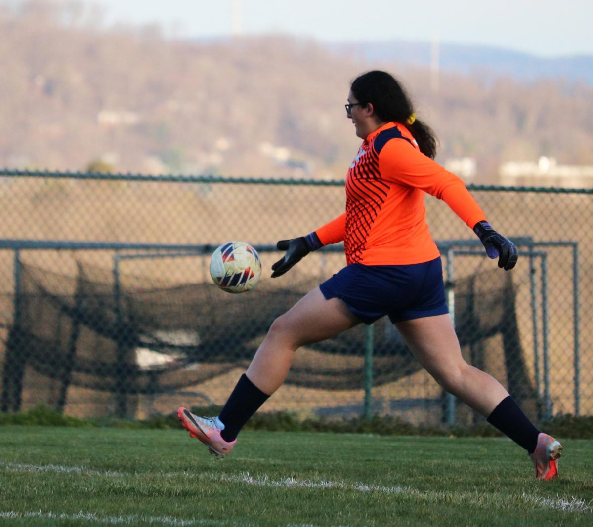Sophomore Jana Hayajneh gets ready to kick the ball. 