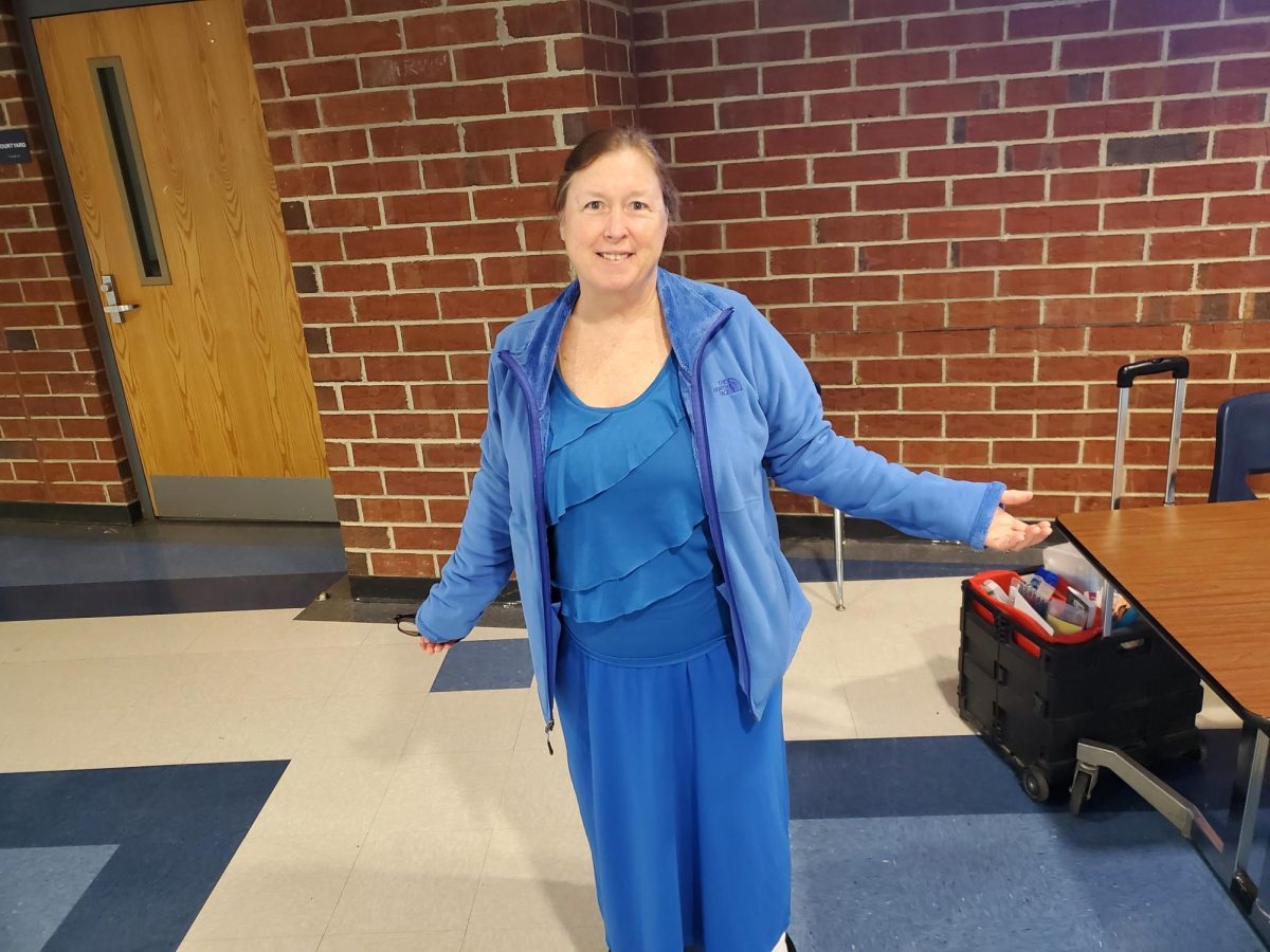 Patricia Cloud wears all blue for monochrome day during spirit week. 
