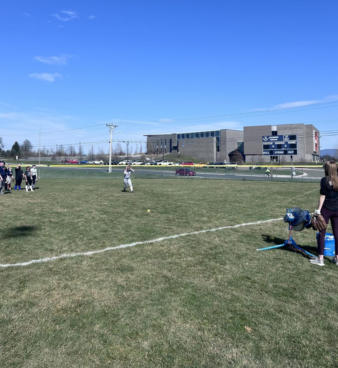 Sophomore LaMya Coleman-Will prepares to catch a ball in the outfield.