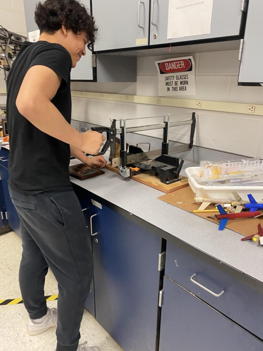 Student Fernando Morales works on a project