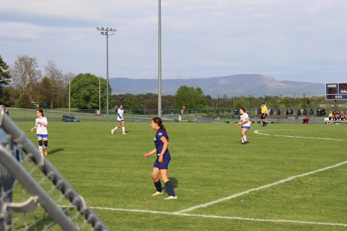Sophomore Hannah Metzler  stays in her position and looks out for the ball. 