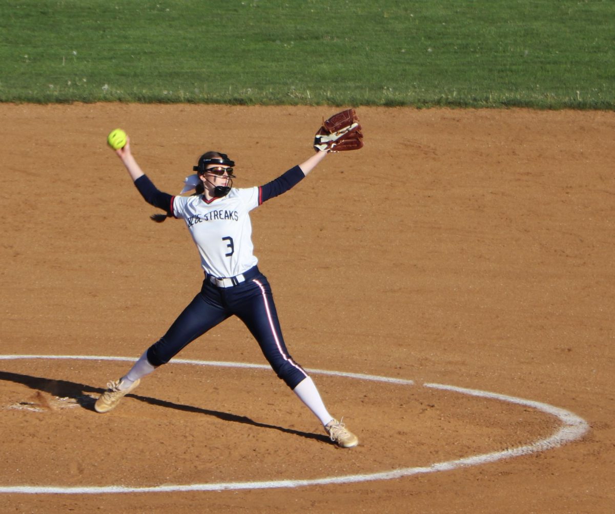 Senior Camryn Johnson pitches against Staunton at a home game. 