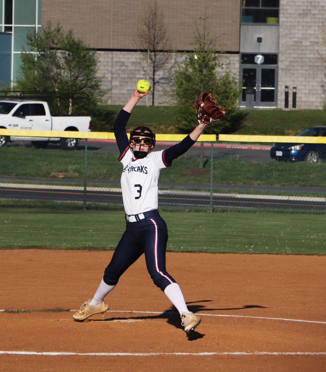 Senior Camryn Johnson pitches at against Staunton at a home game. 