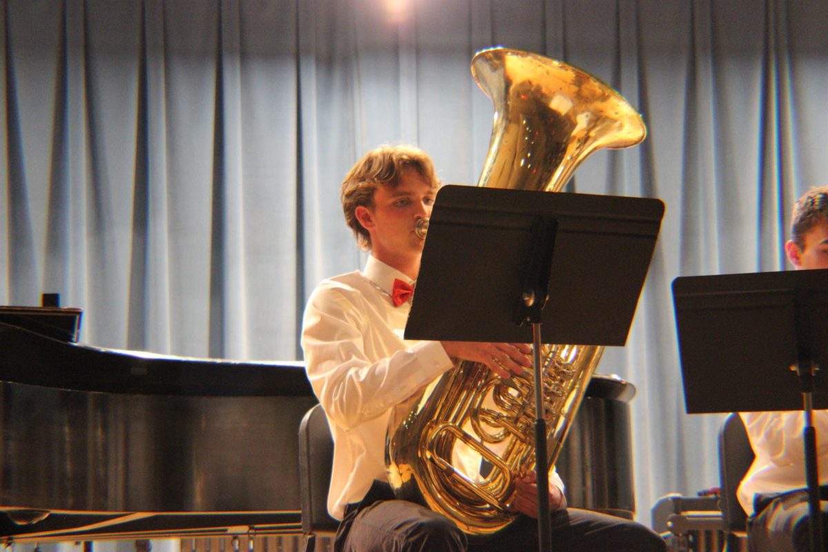 Junior Lucas Swartz performs "Puttin' on the Ritz" on the tuba.