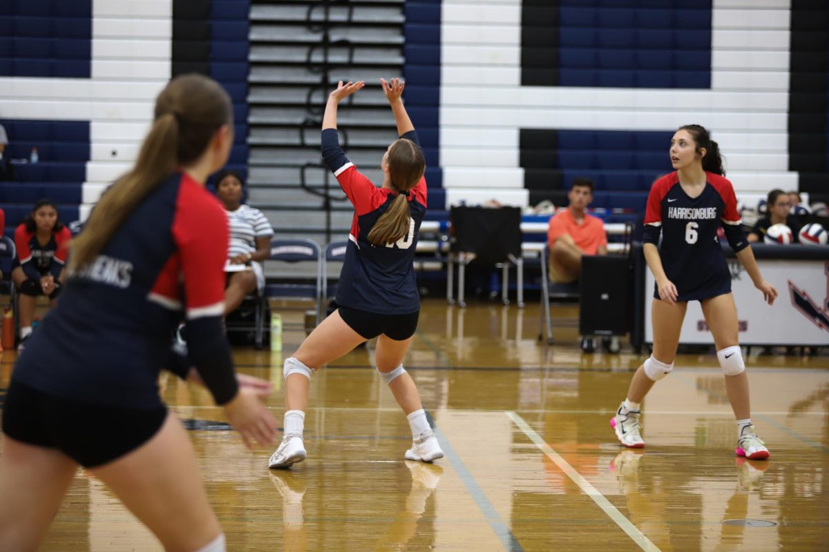 Senior Macy Waid sets the ball.