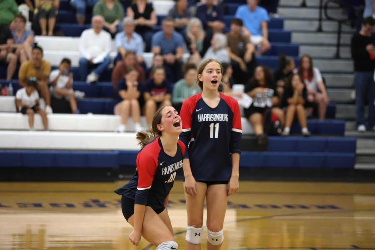 Senior Macy Waid celebrates after winning a set.