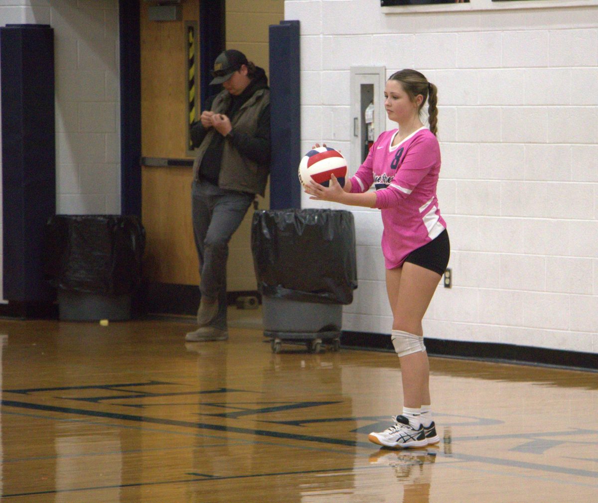 Finley Miller ready to serve.