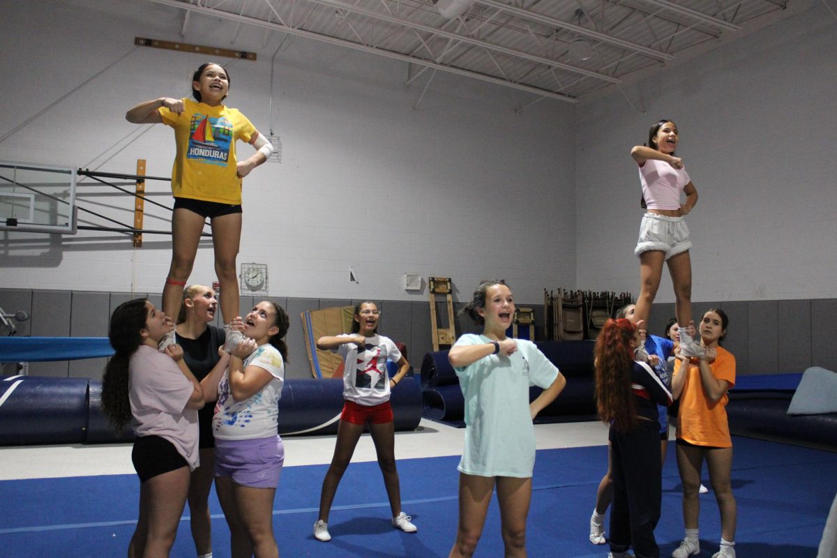 Freshmans Gretel and Mirna fly a prep.