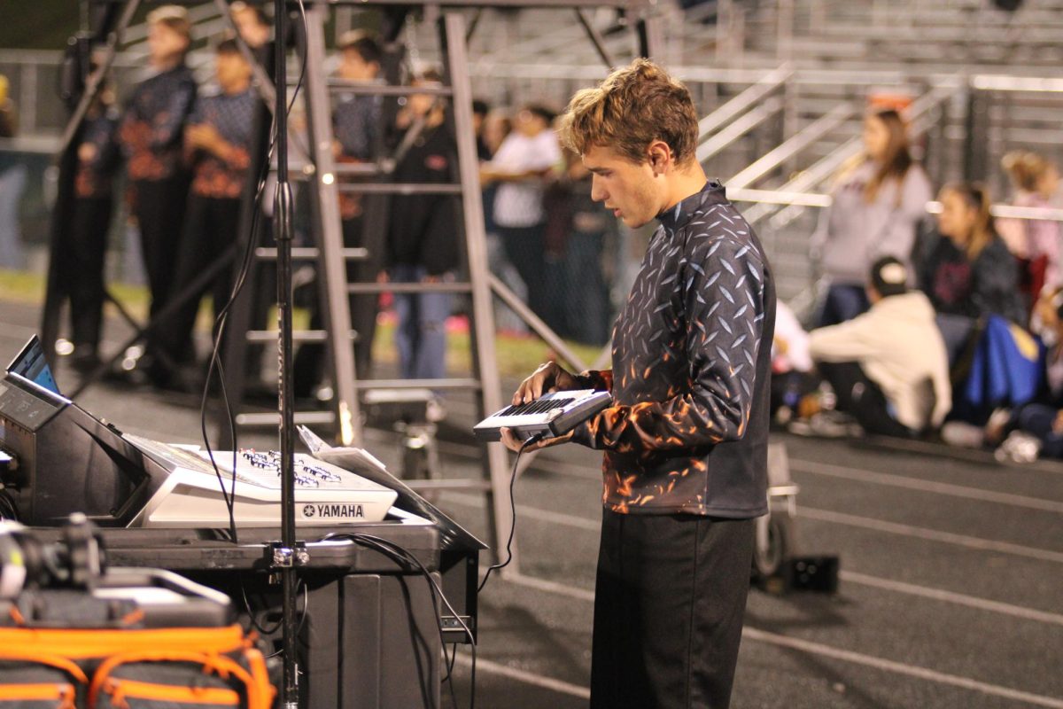 Senior Joshua Nafziger is in charge of the sound for the performances. 