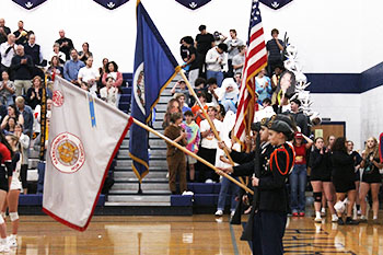 JROTC Color Guard before varsity volleyball game.