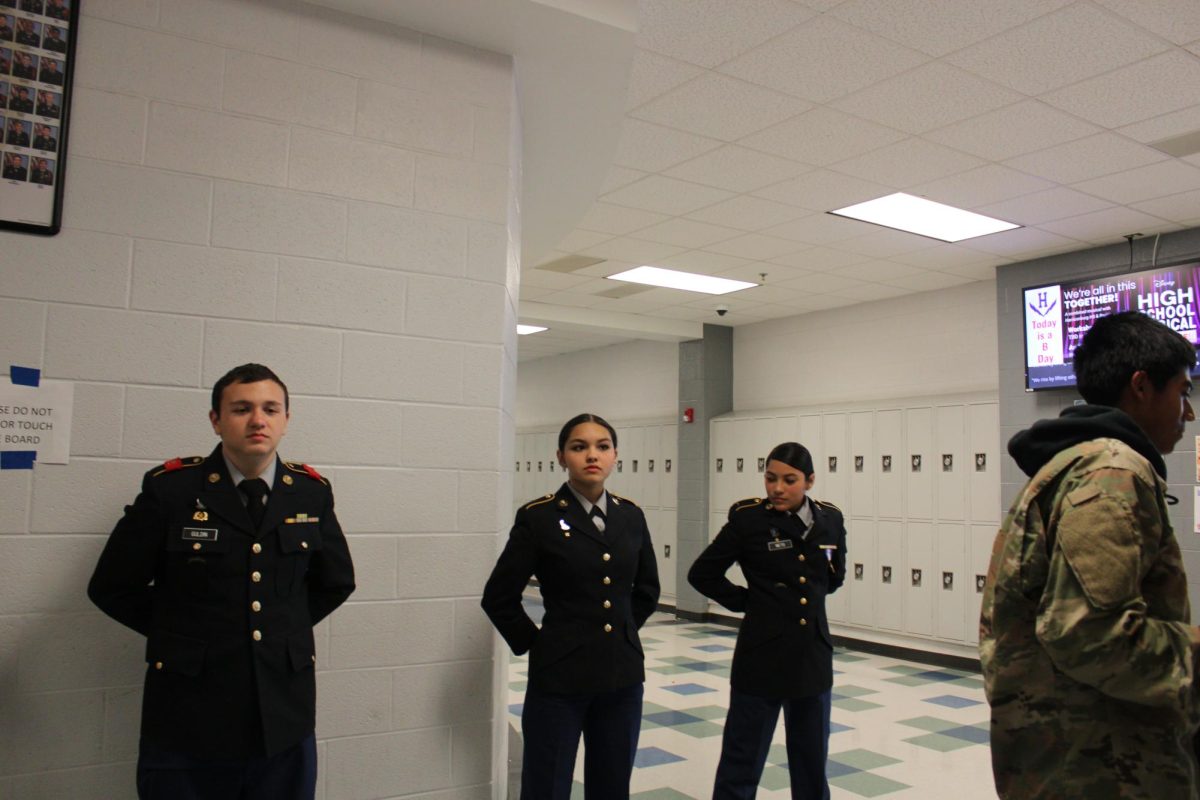 Cadets standing at ease waiting to get inspecting