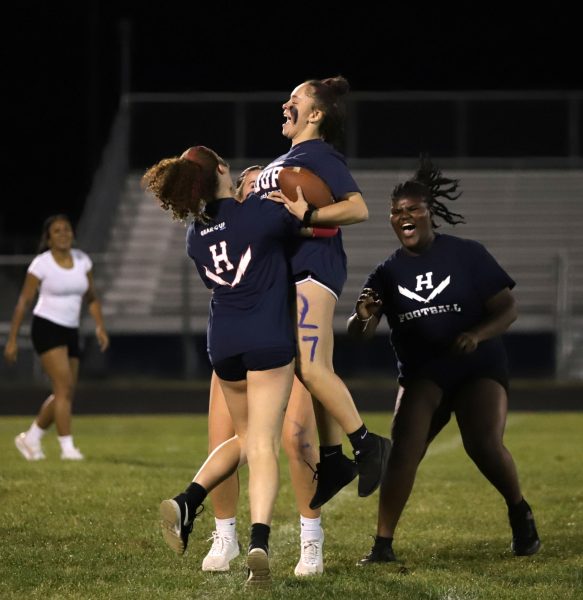 Sophomores celebrate after the play.