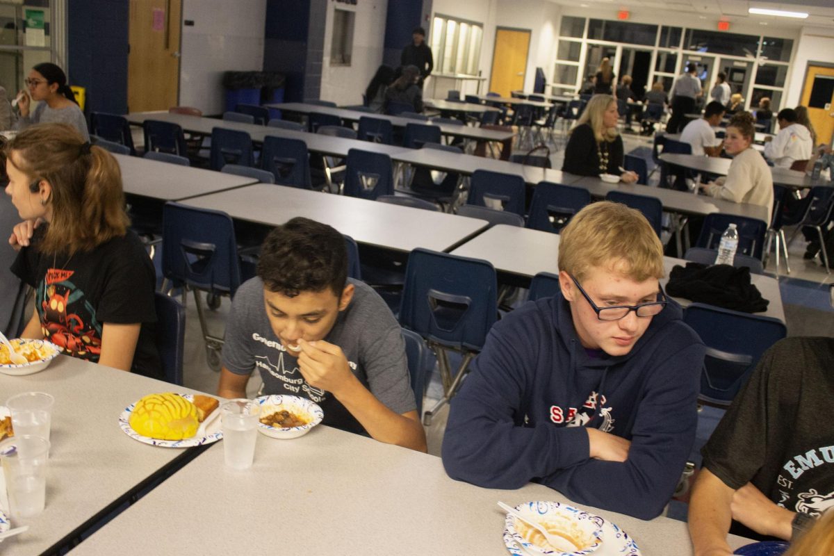 HHS, sophomores Eliel Cortina and Alex Quebec enjoying their soup.