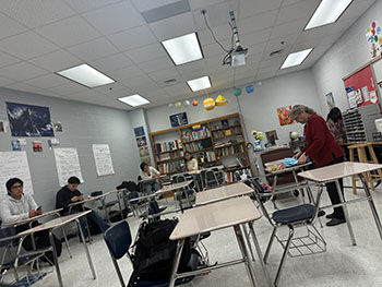The teacher is getting getting read as well as the students.