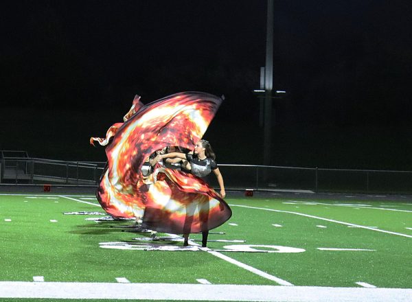 Colorguard performs in pregame show at Rocktown football game