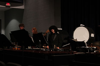 With precision and focus, Junior Sam Wise brings the rhythm to life when playing the rack.