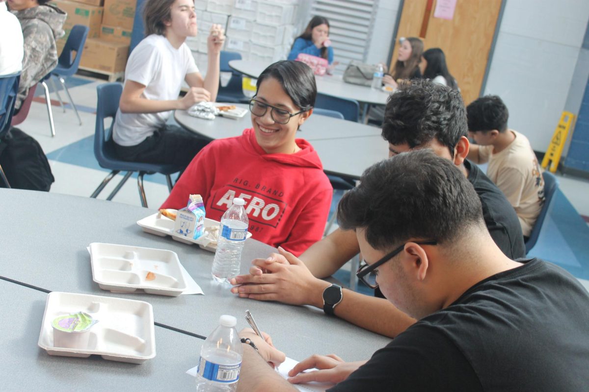 Briant and his friends eating lunch