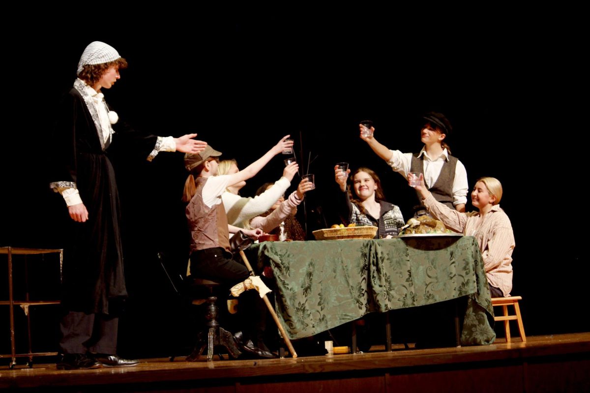 Despite Scrooges mistreatment of Bob, Bob raises a toast to Scrooge, thanking him for employing him.