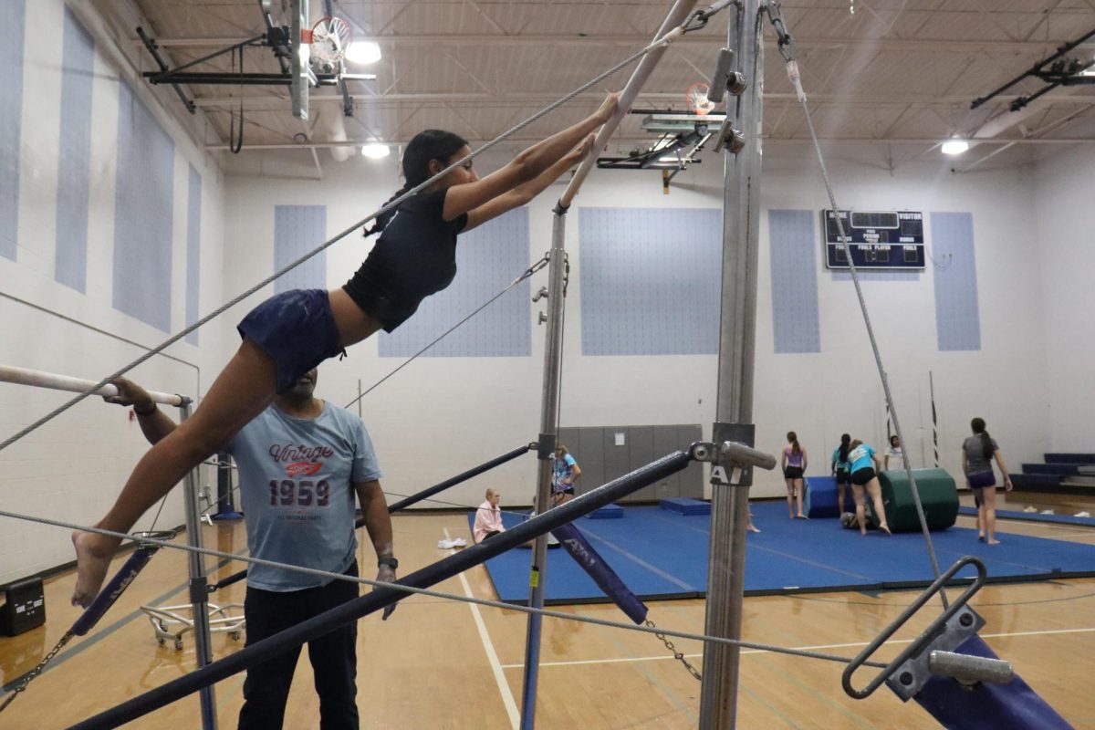 Swinging on the bar.