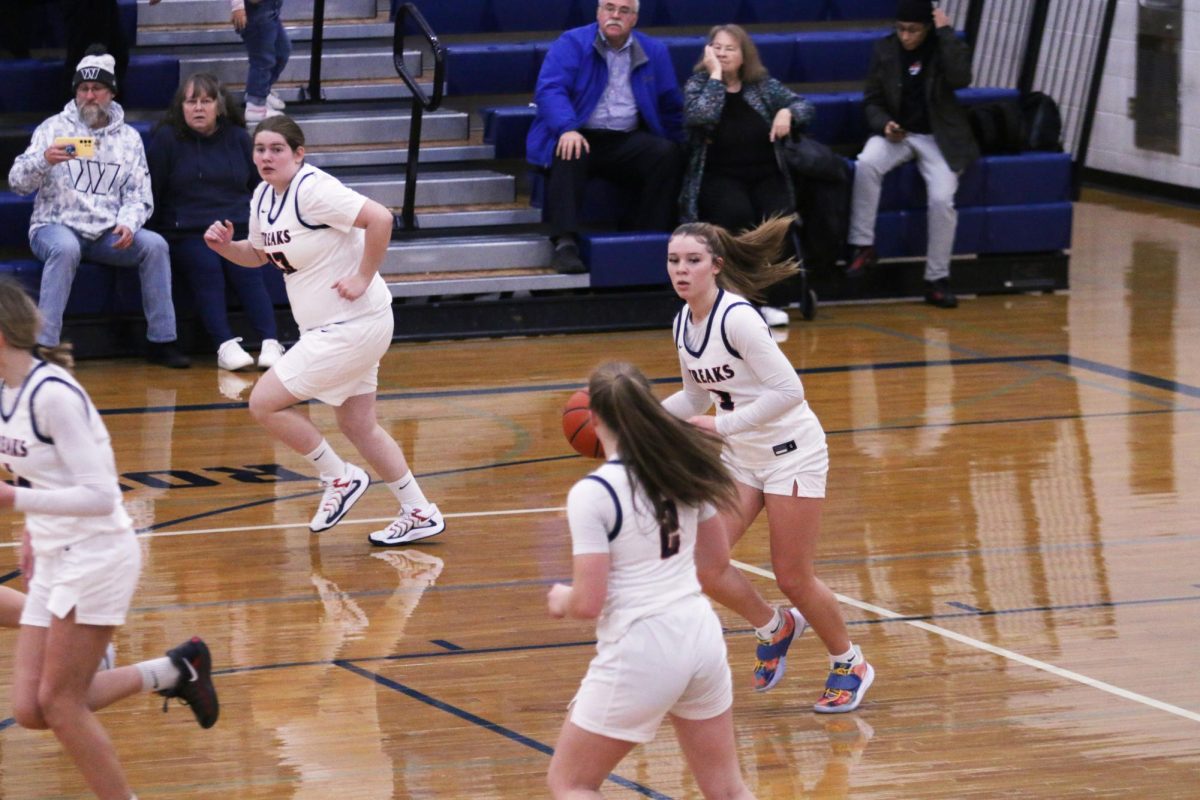 Sierra Cain dribbles the ball down the court