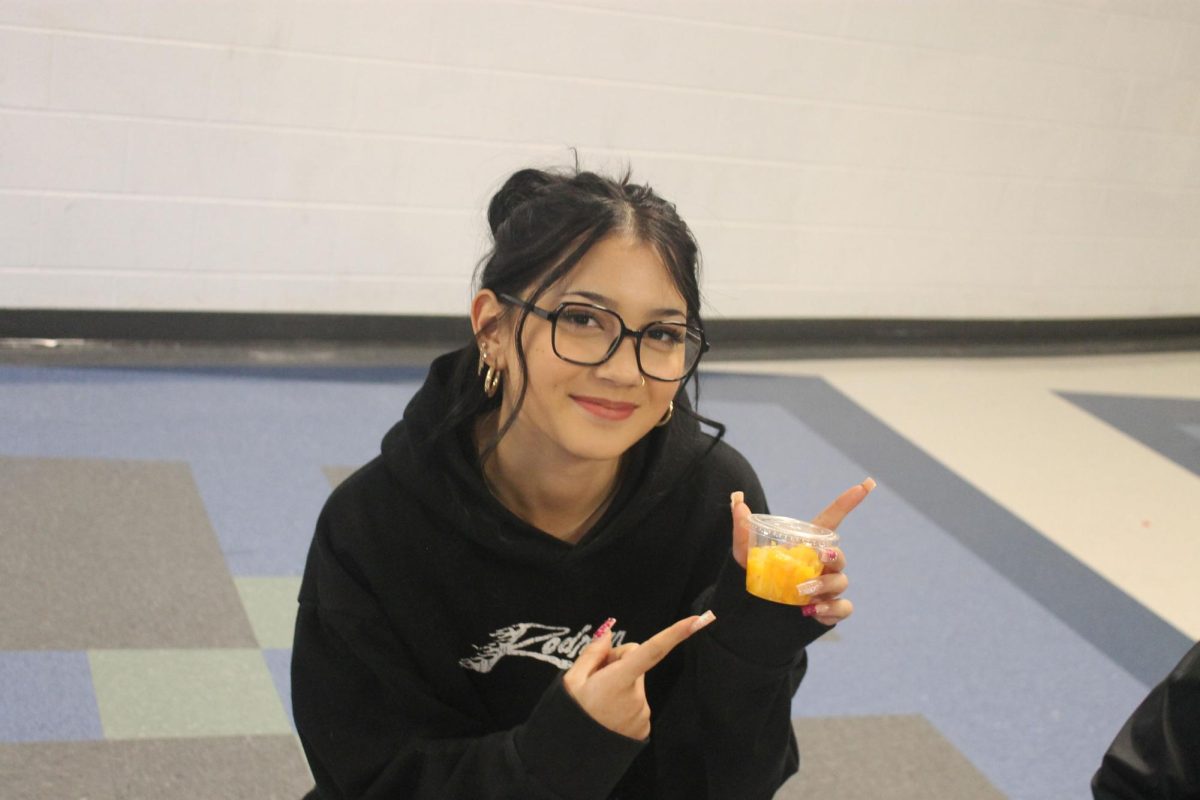 Leah Mei enjoying her lunch