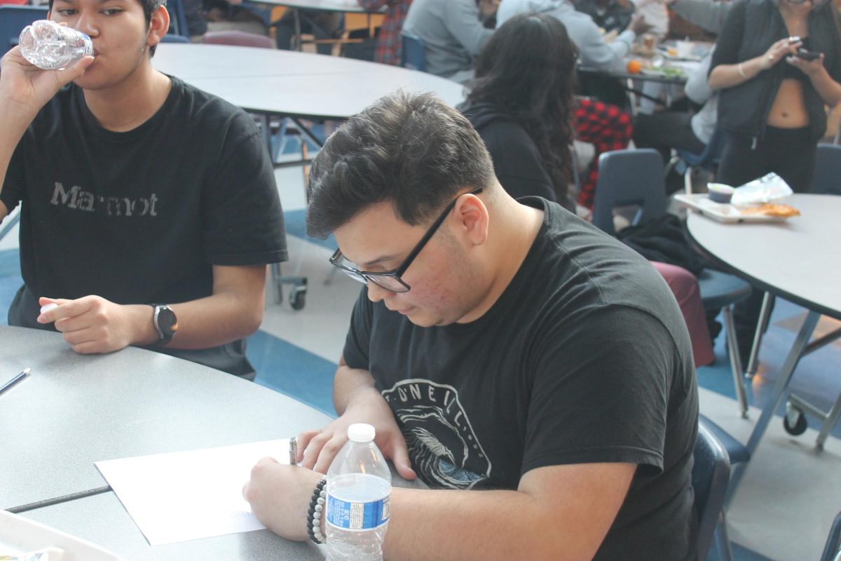 Saul Silva Studying AT Lunch