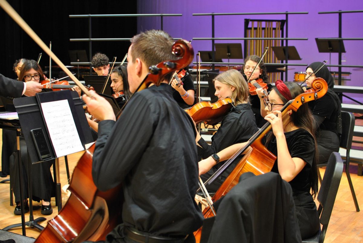 Cello Section of Harrisonburg High School's orchestra.