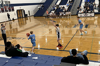 Wesley Steller guarding Page County player.