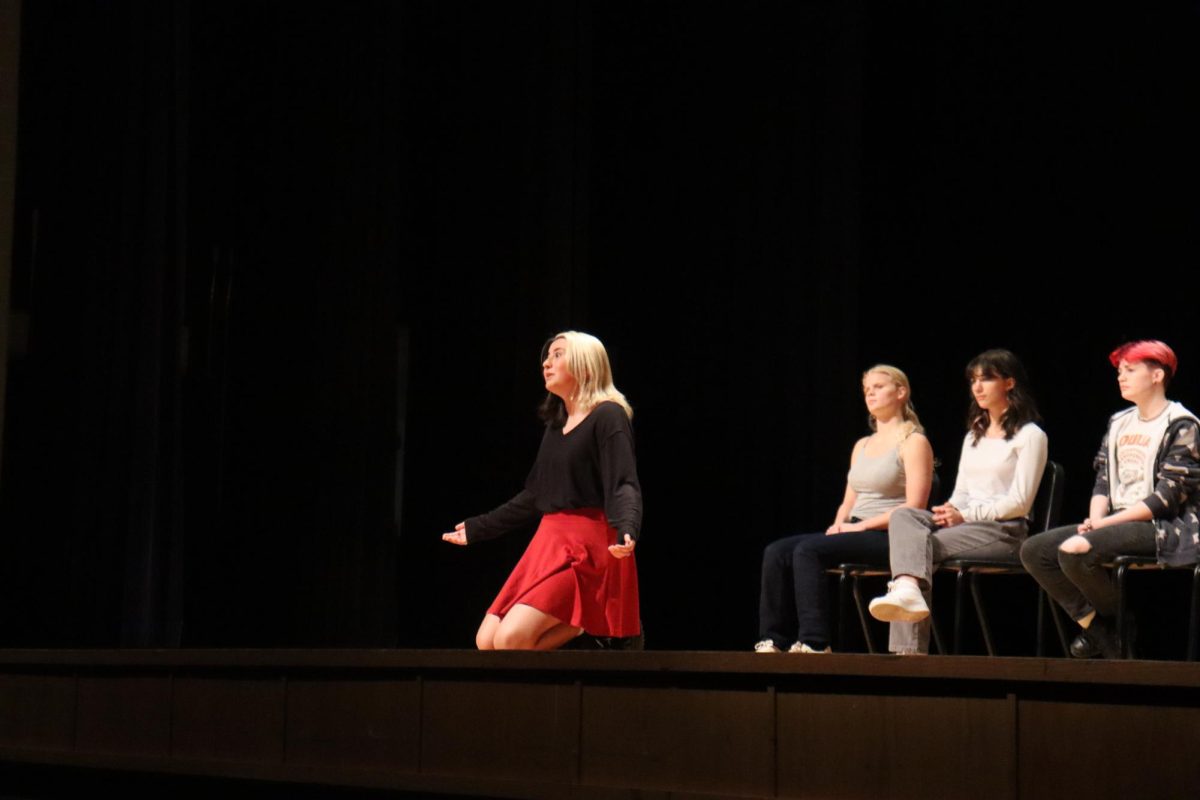 Abby Bloss performing her piece at the Shakespeare competition.
