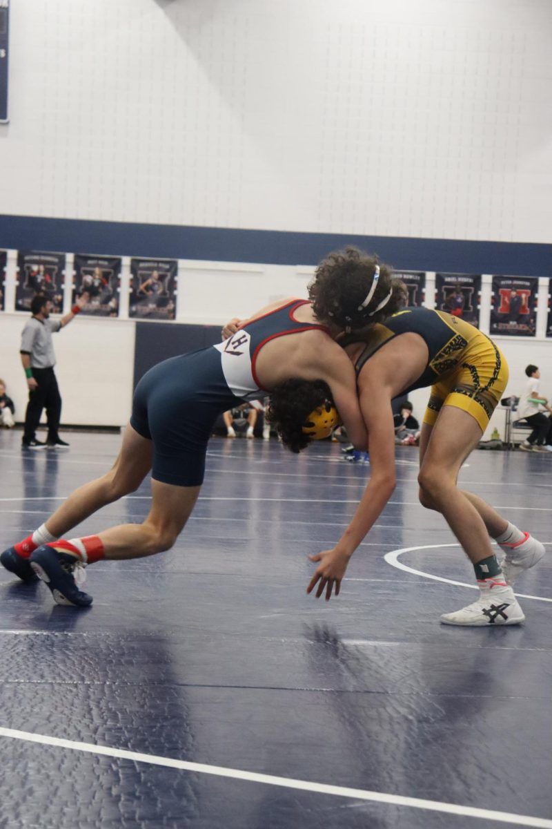 Mason George going head to head against his opponent. 