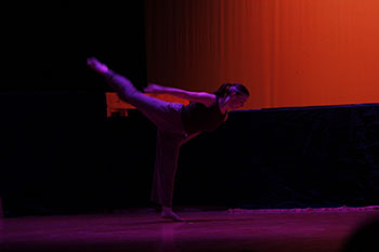 HHS junior Fine Art student Annie Snow being part of Lydia King's storyline by dancing and representing the story with senior Theo Thompson tuesday night.