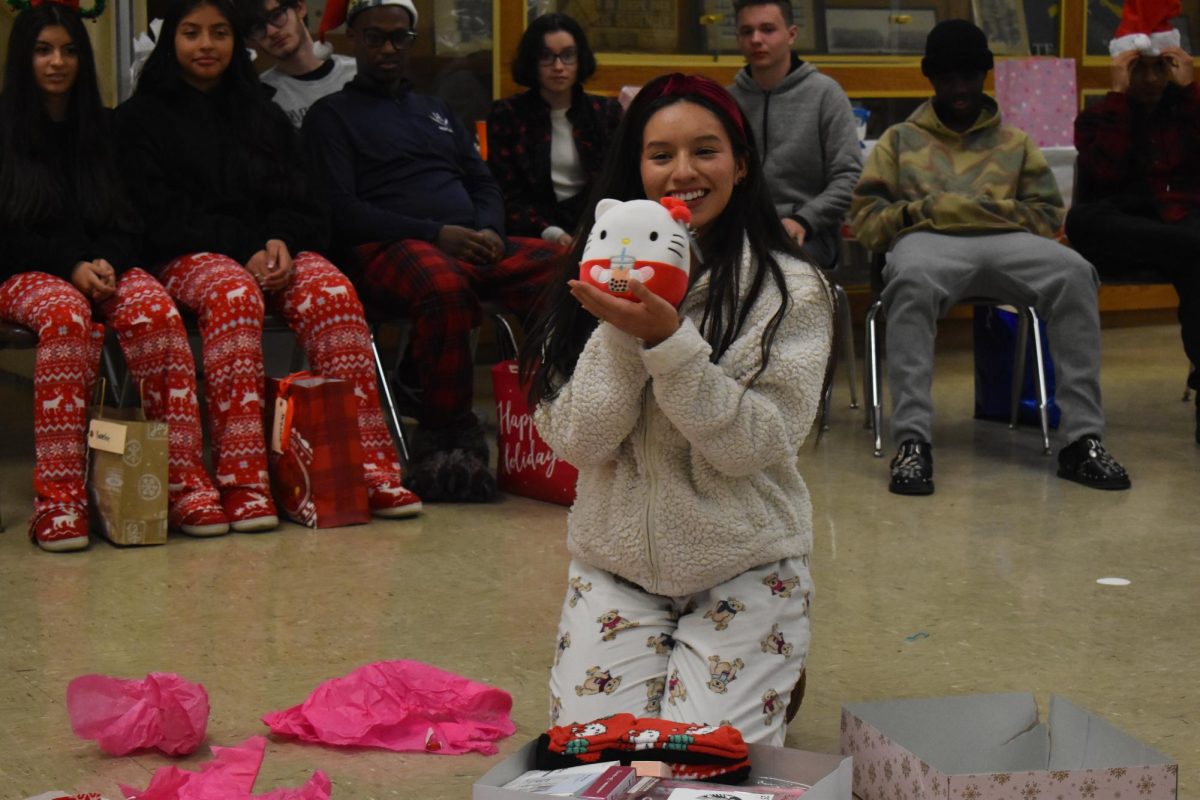 Junior Alexa Martinez loves her new hello kitty stuffed animal.
