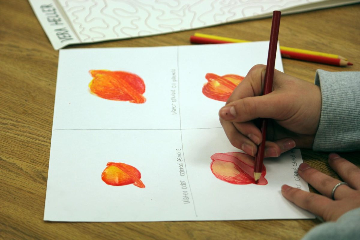 Student finishes multimedia project.