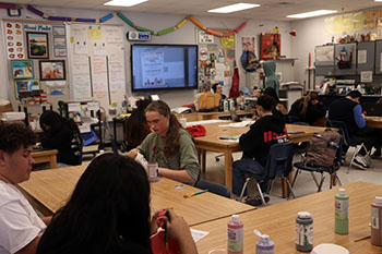 The art class working hard on their projects.
