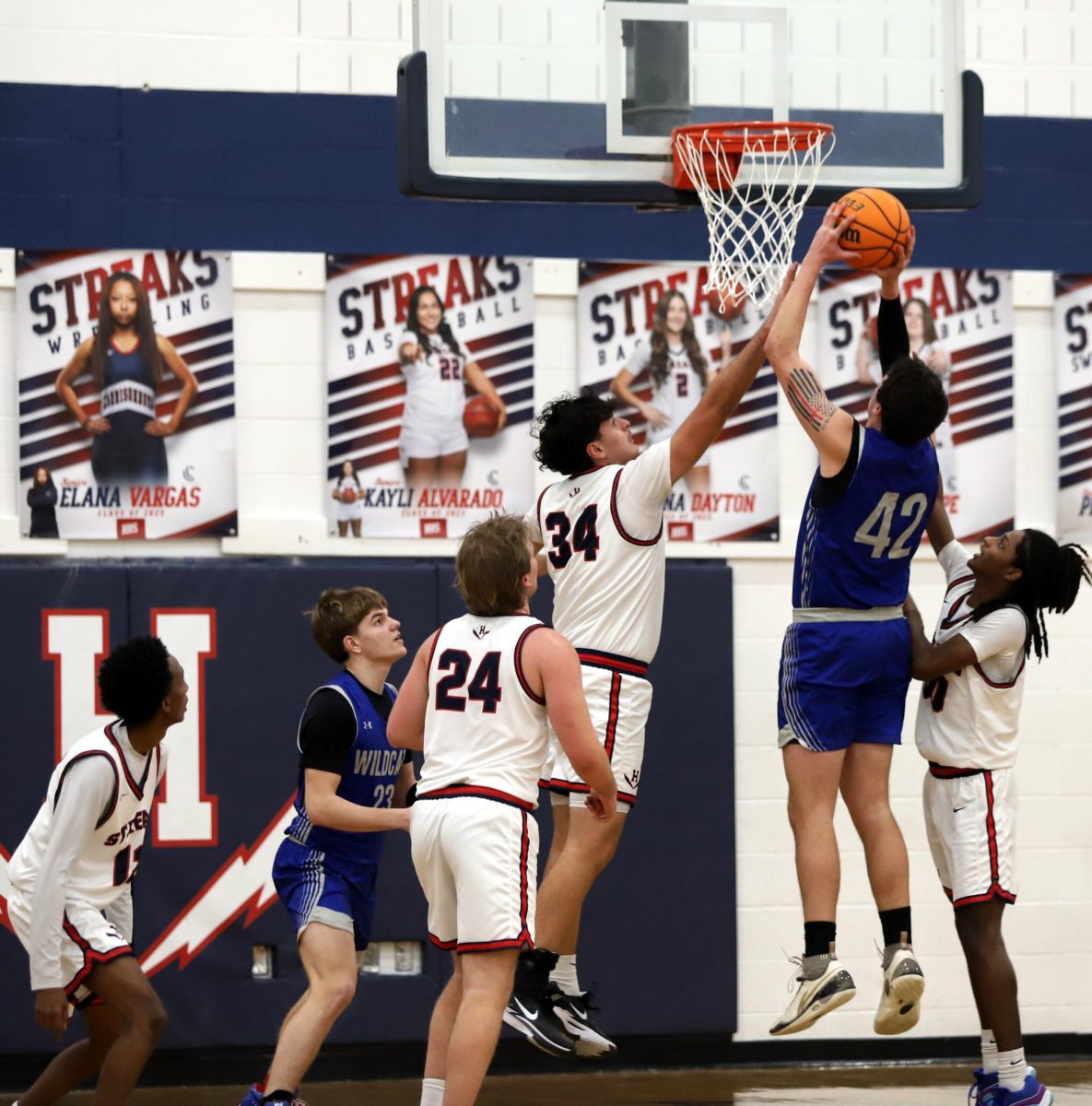 HHS blocking the ball from Rockbridge.