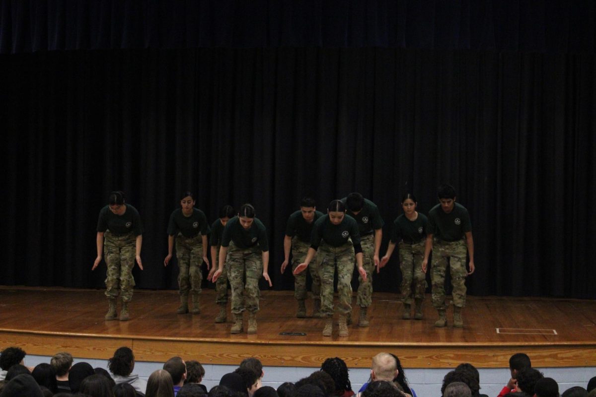 Step team performing for skyline middle school eighth graders 