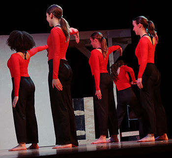 Fine Arts students performing Macy Waid's "The World State Waltz."