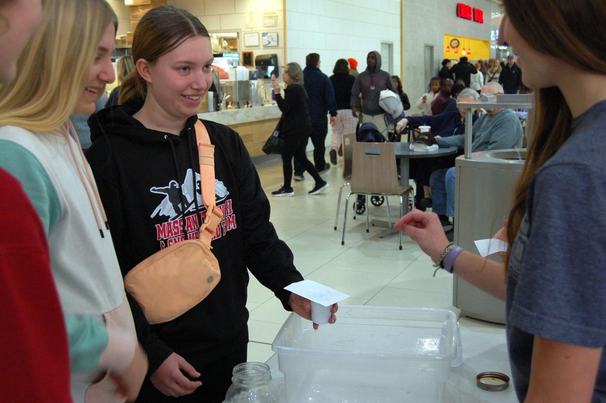 Sophomore Bethany Rush explained why vacuums and air pressure affect the cup.