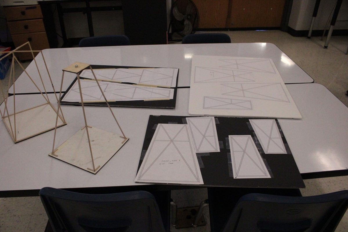 Close up of a students tower project. Made for STEM Day At the Mall