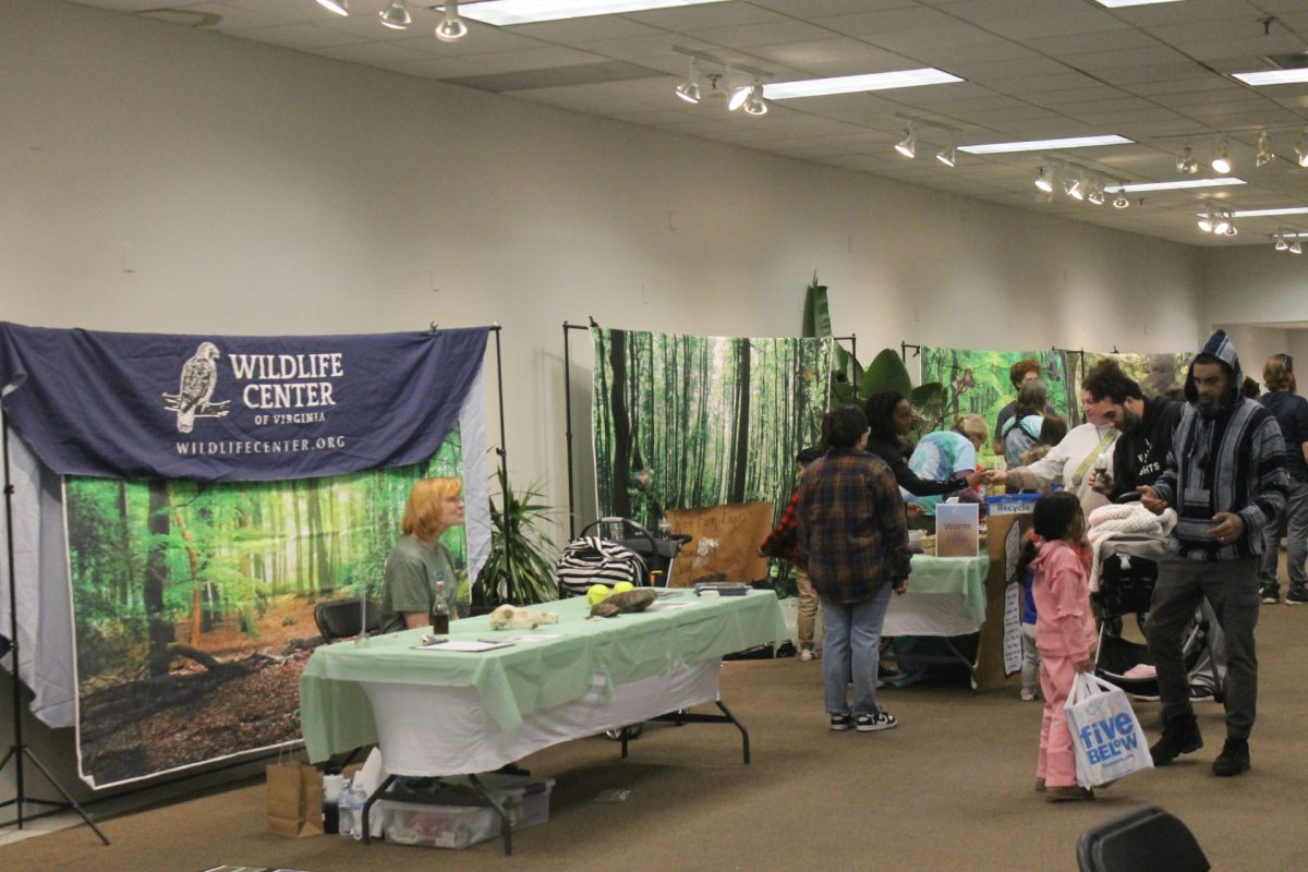 Many people looks at the science stations.