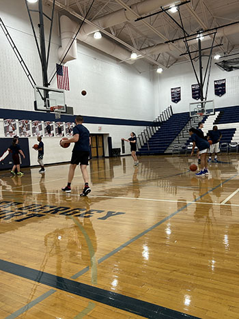 Staff pre-game warmup