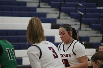 Senior Kayli Alvarado is preparing to shoot her free shot throw.