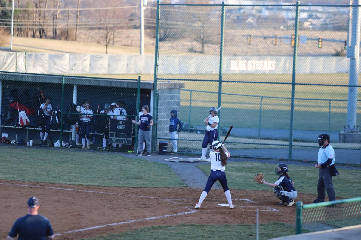 Freshman Delaney Dayton batting the ball. 