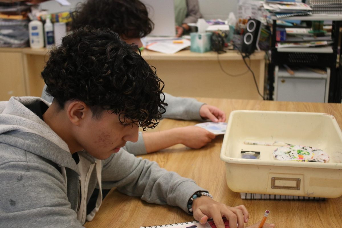 Students making art