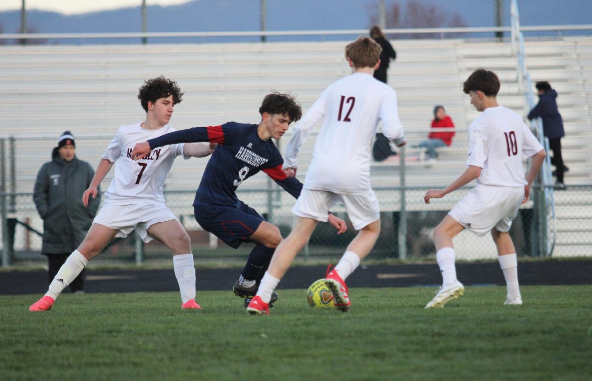 Eighth grader Leo Kurtz tries to score a goal.