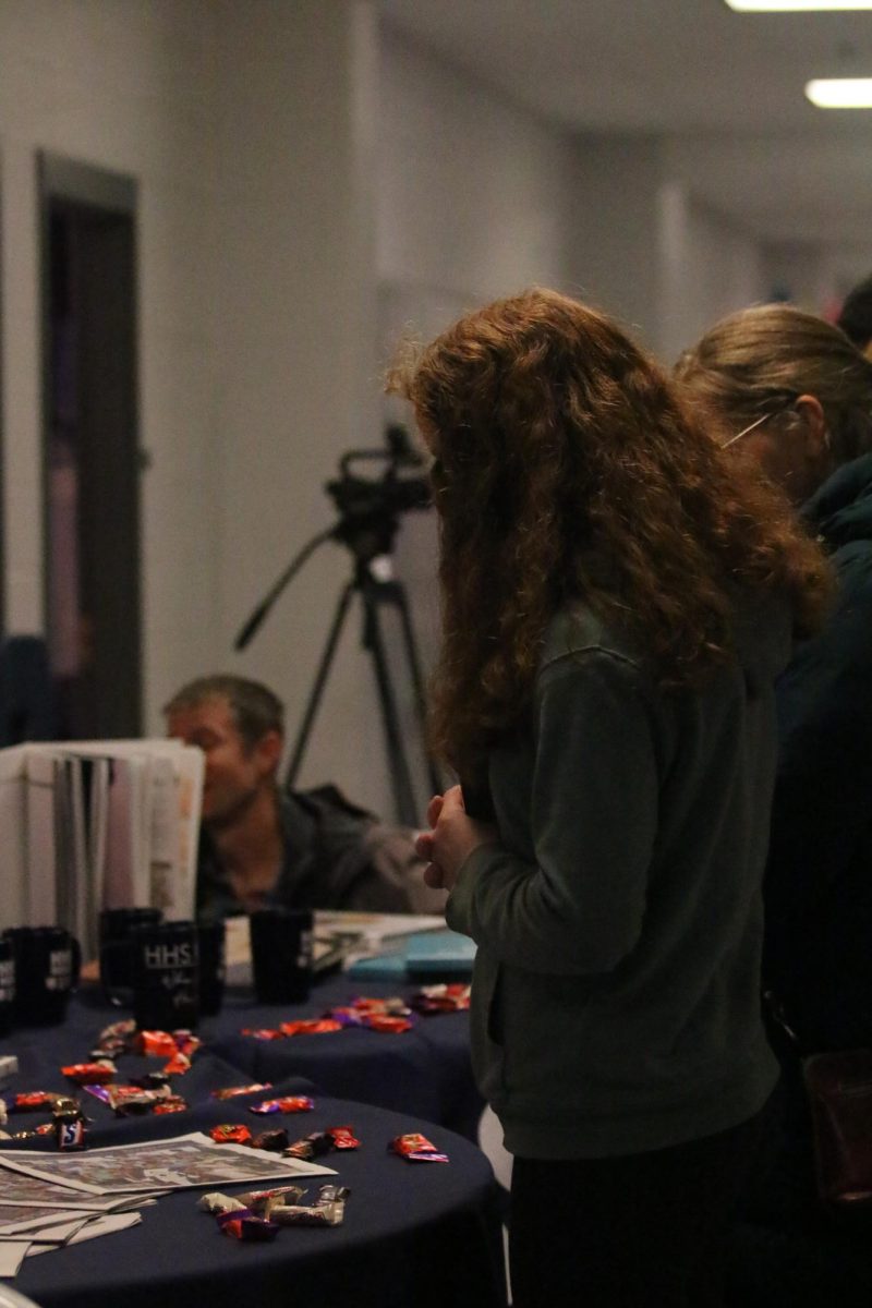 Students exploring the HHS media table. 