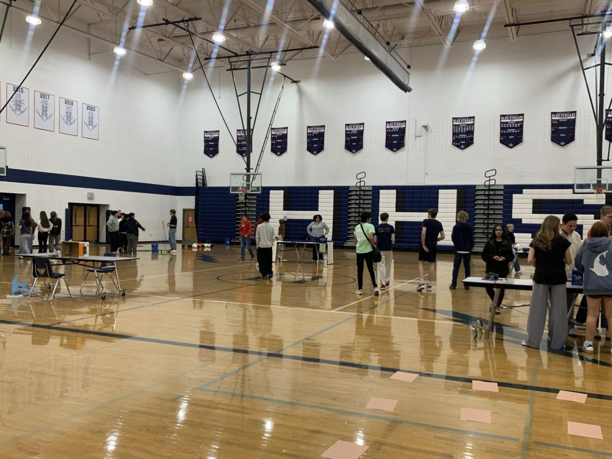 Students doing activities in the gym. 