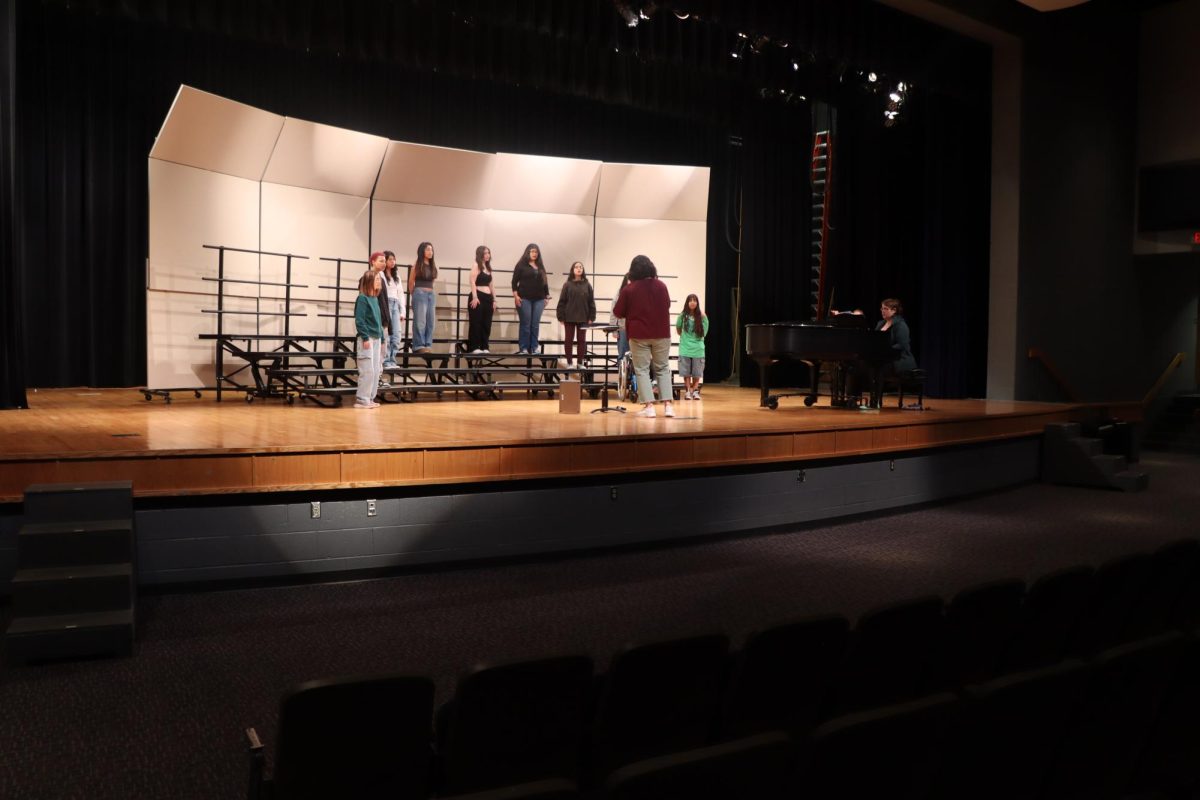 Singing in there spots that they will be in at the concert.