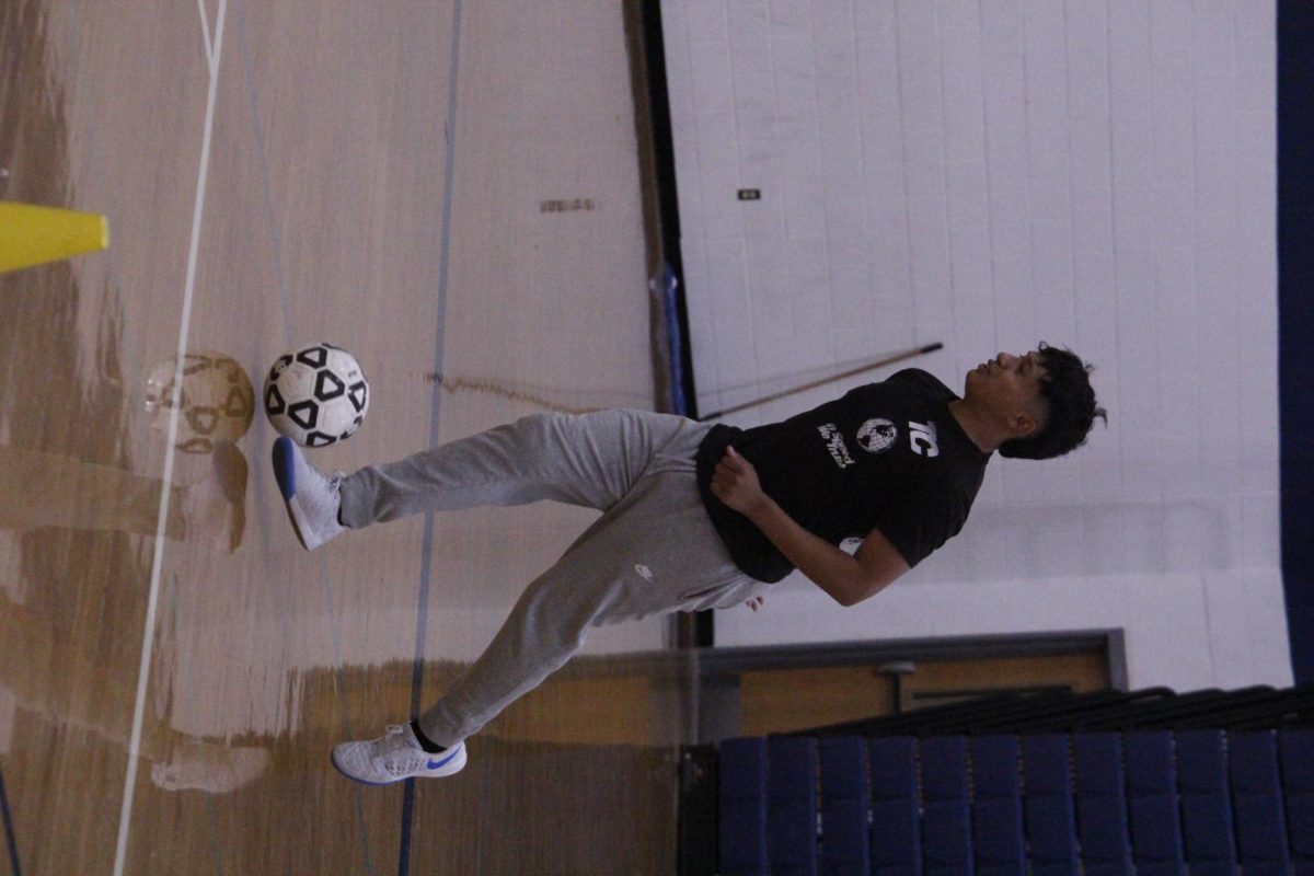  On the court Jose Mendoza Flores is in his element, fully immersed in the game during every PE class. From the first whistle to the final goal, he gives it his all. The energy he brings to every game is amazing, cheering people up if they miss a goal or clapping for everybody on the sidelines. 