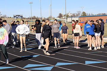 The track team cooling down post run.